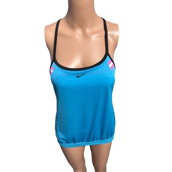 CUTE WOMEN Nike BLUE/Turquoise Layered Workout athletic Tank Top size Small good - Picture 1 of 5